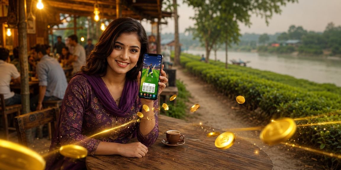 ময়মনসিংহের চা বাগানে স্টেডিয়ামে ক্রিকেটের দৃশ্য
